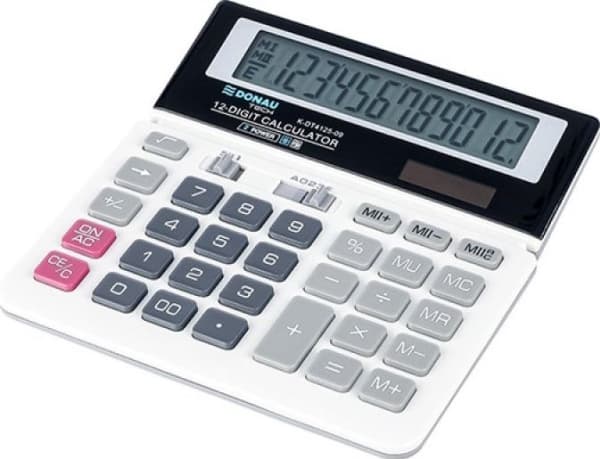 Donau-kalkulator DONAU TECH kontorkalkulator, 12-sifret. display, dimensjoner 156x152x28 mm, hvit