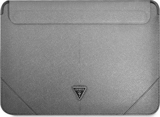 Guess Sleeve GUCS16PSATLG 16" sølv / sølv Saffiano Triangle Logo