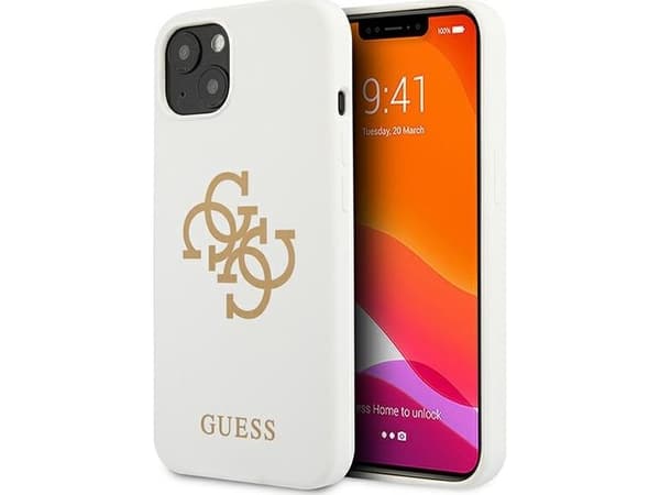 Guess GUHCP13SLS4GGWH iPhone 13 mini 5,4" hvitt hardt deksel, silikon 4G-logo