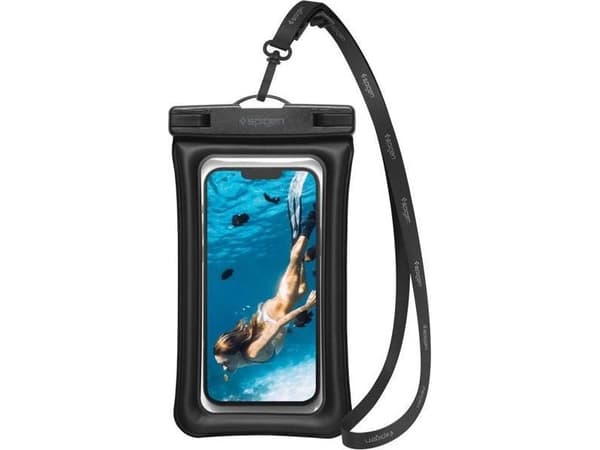 Spigen A610, Vannsportsaktiviteter, Smarttelefon, Sort, Gjennomsiktig, Polykarbonat, Klikkspenne, IPX8