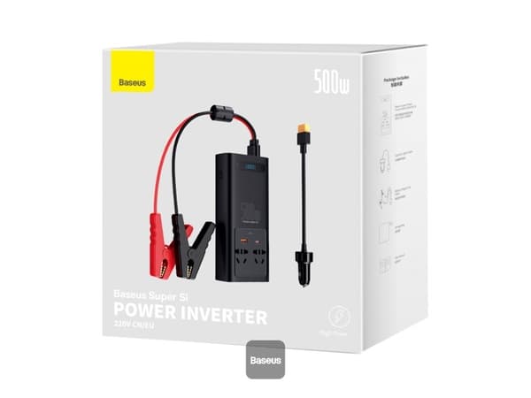 Baseus Power Inverter, Universal, Auto/sisätiloissa, 12 V, 500 W, 12,4 V, DC-AC, DC-AC