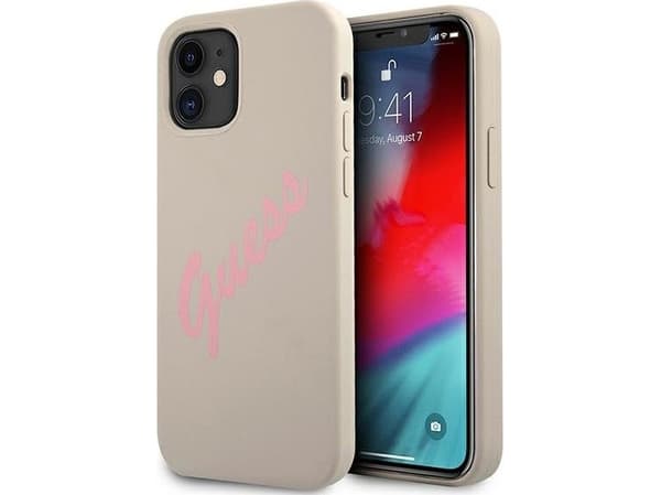 Dėklas GUESS HARDCASE GUHCP12SLSVSGP SILIKONE VINTAGE IPHONE 12 MINI Rožinis/GRÅ