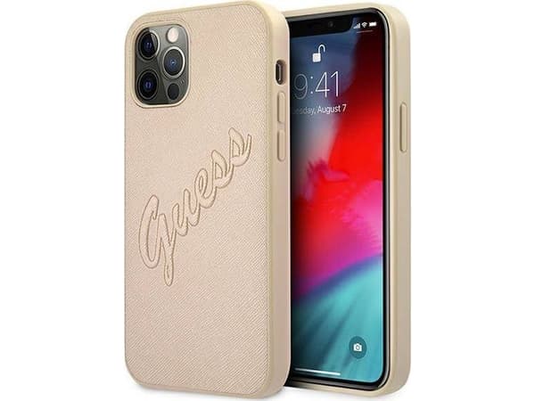 Gjett GUHCP12MRSAVSLG iPhone 12/12 Pro 6.1, Gull/Gull Solid Saffiano Vintage Script