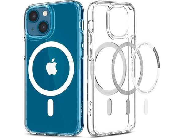 Spigen ACS03528, Omslag, Apple, iPhone 13, 15,5 cm (6.1"), Transparent, Vit