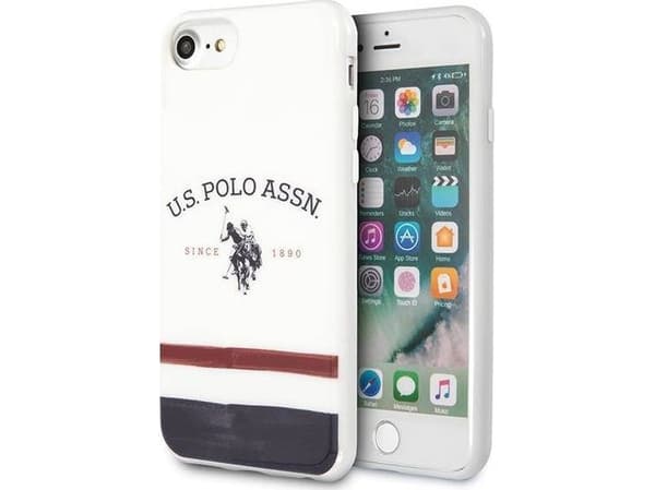 Us Polo Assn US Polo USHCI8PCSTRB Apple iPhone 7/8/SE 2020 / SE 2022 telefono dėklas baltos spalvos Tricolor Pattern Collection