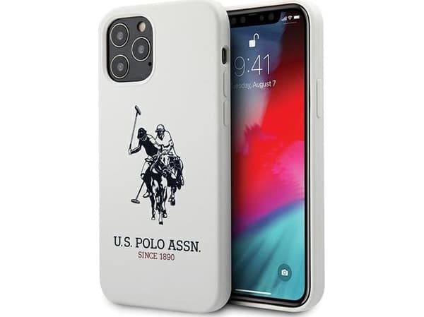 Us Polo Assn US Polo USHCP12MSLHRWH Apple iPhone 12/12 Pro 6,1" dėklas telefonui baltos spalvos silikoninis Collection