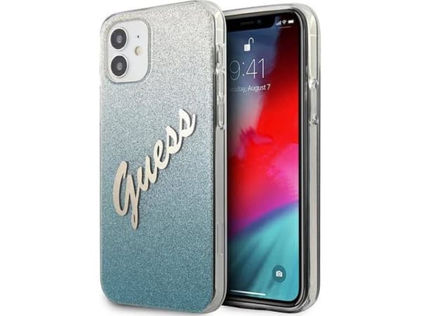 Kotelo Guess GUHCP12SPCUGLSBL iPhone 12 mini 5.4 tuuman sininen / sininen kova kotelo Glitter gradientti script