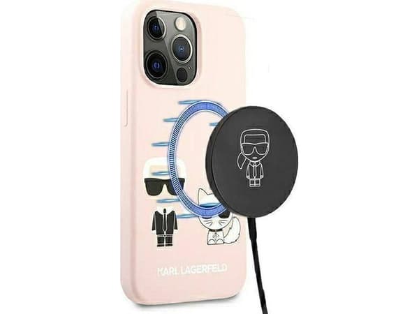 Karl Lagerfeld KLHMP13LSSKCI iPhone 13 Pro / 13 6,1" hardt etui lys rosa/lys rosa Silikon Ikonik Karl & Choupette Magsafe