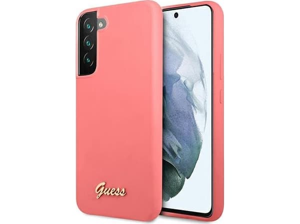 Guess GUHCS22MLSLMGFU S22+ S906 fuksja/fuchsia kovakotelo Silikoni Script metalli logo