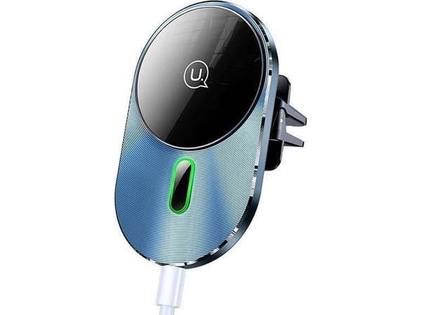 USAMS Magnetisk trådlös laddning för bil 15W induktionsfäste för ventilationsgaller grå/grå CD170DZ01 (US-CD170)