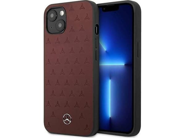 Mercedes Benz MEHCP13MPSQRE iPhone 13 6,1 punainen/punainen tarra Nahkainen tähtikuviointi