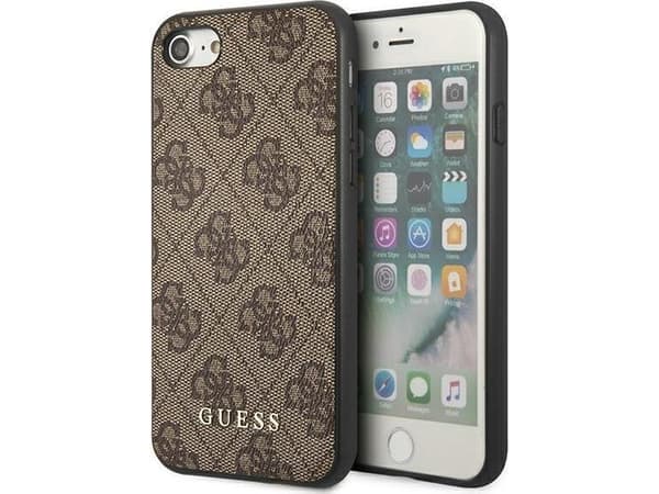 Gjett GUHCI8G4GFBR iPhone SE 2022 / 2020 / 7 / 8 Brun/Brun hardt deksel 4G Metal Gold Logo