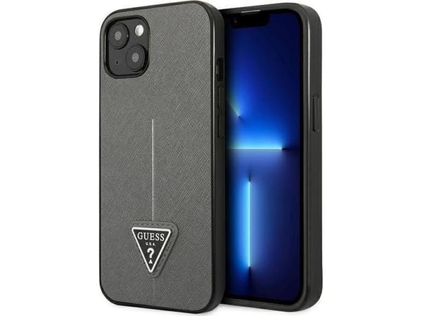 Guess GUHCP13MPSATLG iPhone 13 / 14 / 15 6.1" silver hardcase SaffianoTriangle Logo