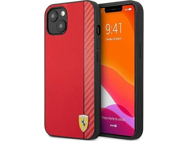 Ferrari FESAXHCP13SRE iPhone 13 mini5,4" red hardcase On Track Carbon Stripe