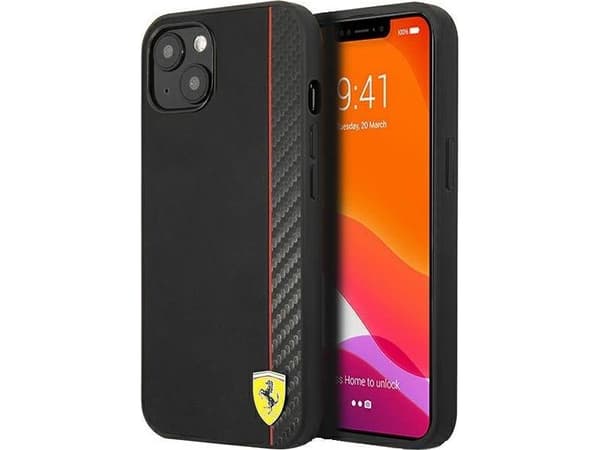 Ferrari FESAXHCP13SBK iPhone 13 mini 5.4 svart/svart hardt deksel On Track Carbon Stripe