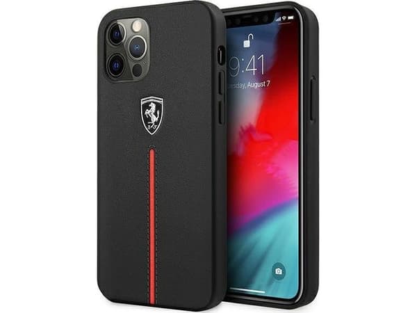 Ferrari FEOMSHCP12LBK iPhone 12 Pro Max svart/svart hardt deksel Off Track lær nylonstropp