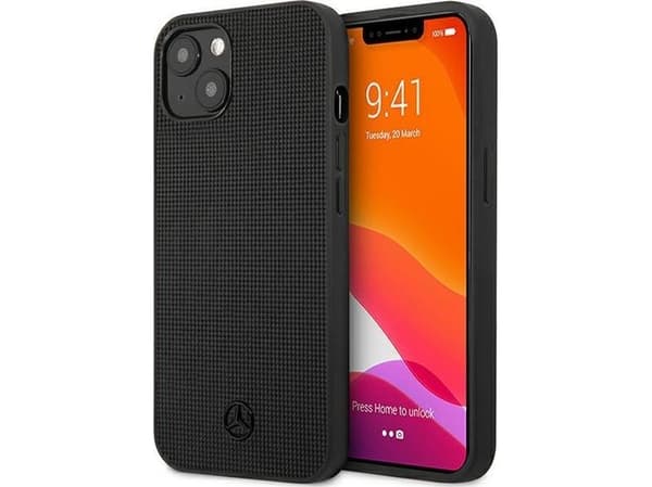 Mercedes MEHCP13MMBLBK iPhone 13 6,1"black hardcase Leather Meshed Metal Logo