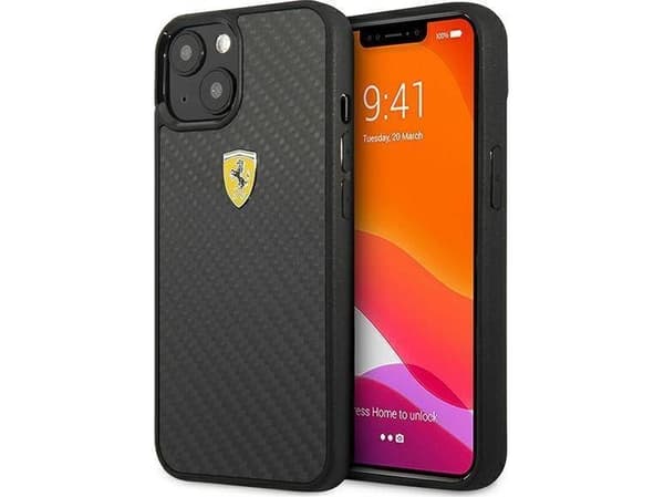 Ferrari FEHCP13SFCABK iPhone 13 mini 5.4 svart/svart hardt deksel On Track Real Carbon