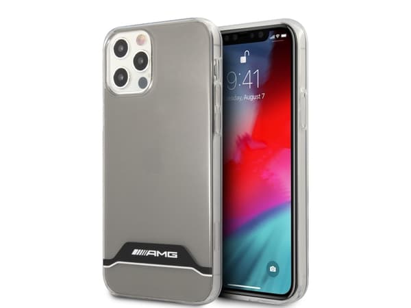 Mercedes Benz Apple iPhone 12 / 12 Pro Mercedes AMG-deksel Electroplate Black&White (AMHCP12MTCBW) gjennomsiktig