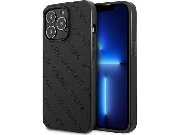 Karl Lagerfeld-deksel til iPhone 13 Pro 6.1" KLHCP13LPTLK Svart hardt deksel Allover-logo