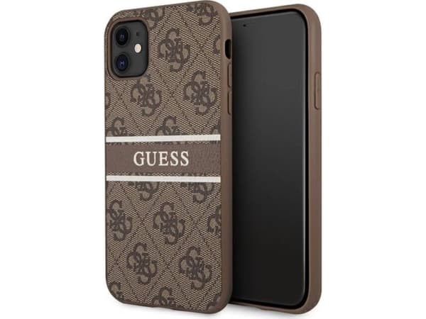 Guess Guess GUHCN614GDBR iPhone 11 6,1" brązowy/brown hardcase 4G Stripe