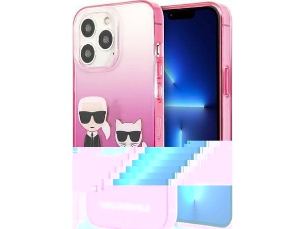 Karl Lagerfeld KLHCP13LTGKCP iPhone 13 Pro / 13 6.1" kovakotelo różowy / pinkki Gradient Ikonik Karl &amp; Choupette