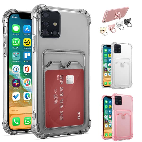 Samsung Galaxy A51 - Card Cover / Beskyttelse Transparent Pink