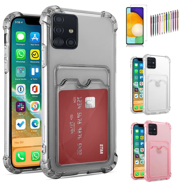 Samsung Galaxy A51 - Card Cover / Beskyttelse Transparent Pink