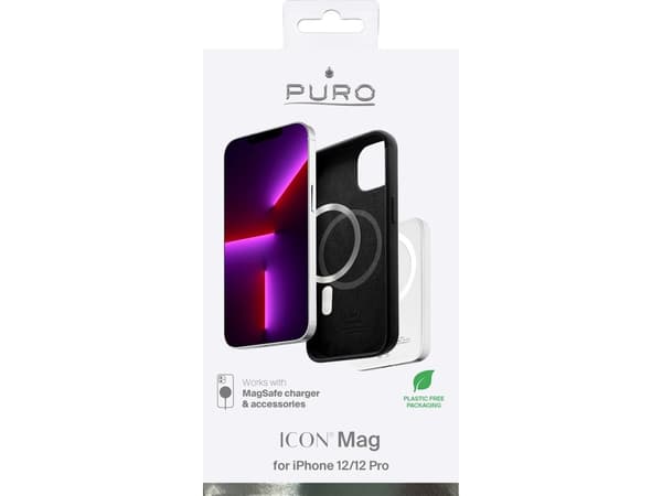 PURO Icon Mag - Baksidesskydd för mobiltelefon - MagSafe-kompatibilitet - flytande silikon - svart - för Apple iPhone 13