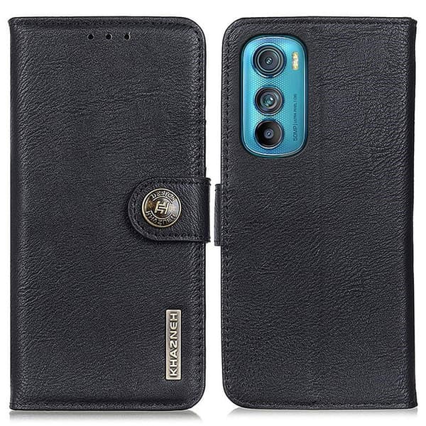 KHAZNEH Wallet Stand Case for Motorola Edge 30  - Black