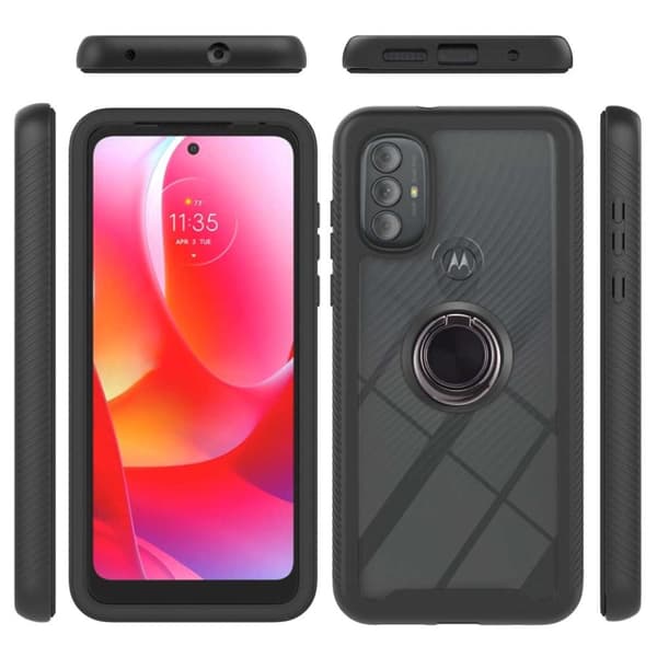 Motorola Moto G Power (2022) Armor skal med Finger Ring och metall - Svart
