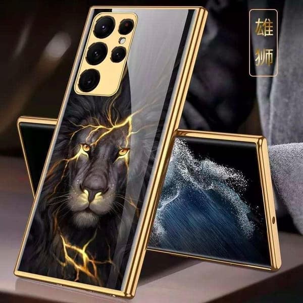 Lyxigt Samsung S22, Plus & Ultra skal lejon blixtrar guld S22