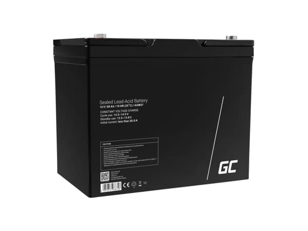 Green Cell AGM VRLA 12V 80Ah vedlikeholdsfritt batteri for melex bobilklippervogn