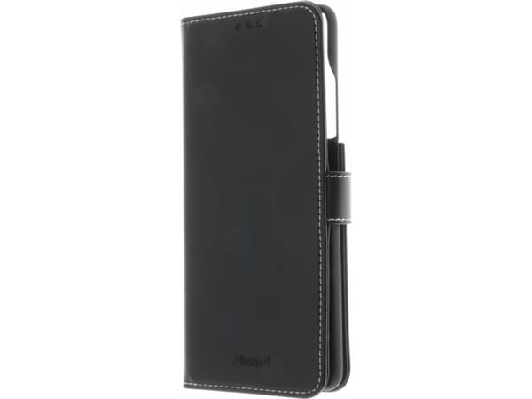 Insmat Exclusive - Lommebok for mobiltelefon - ekte skinn, termoplast-polyuretan (TPU) - svart - for Samsung Galaxy S22 Ultra