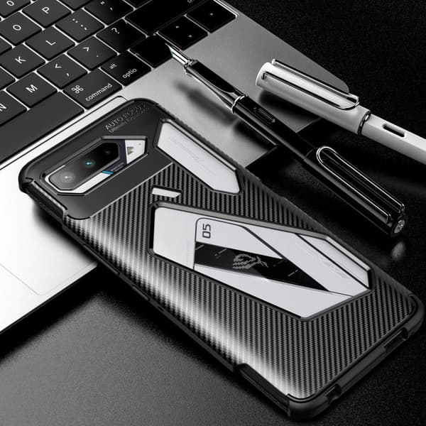 Asus ROG Phone 5 TPU Karbonfiber Tekstur - Svart