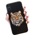 Miniatyrbilde 1 av 4: iPhone 13, Pro & Max black embroidered case with tiger vegan leather