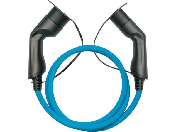 Kabelmeister E-Auto-Ladekabel Mode 3, Typ 2 Stecker an Buchse, 32 A, 2,5 m, blau