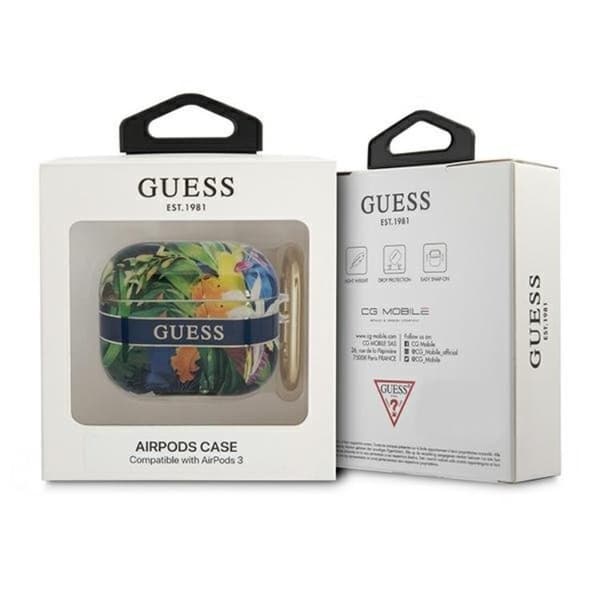 Guess AirPods 3 Skal Flower Strap - Blå
