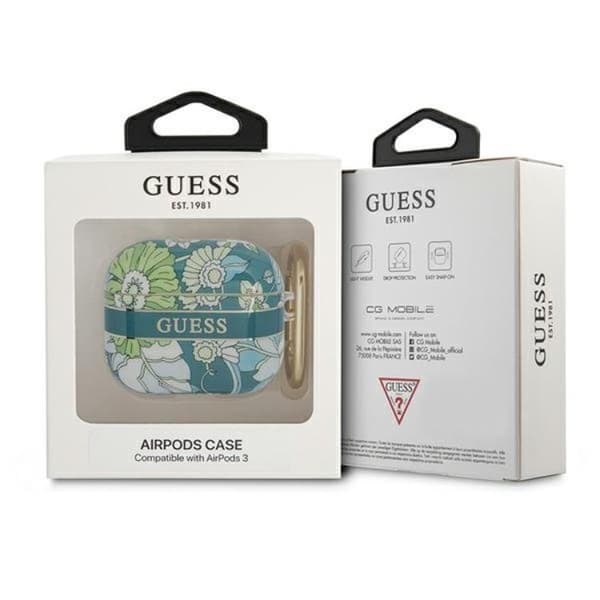 Guess AirPods 3 Skal Flower Strap - Grön