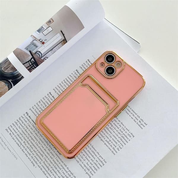 iPhone 13 Pro case wallet card holder silicone white rose gold