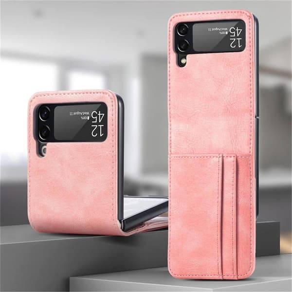 Samsung Galaxy Z FLIP 3 - wallet shell cover vegansk læder Pink