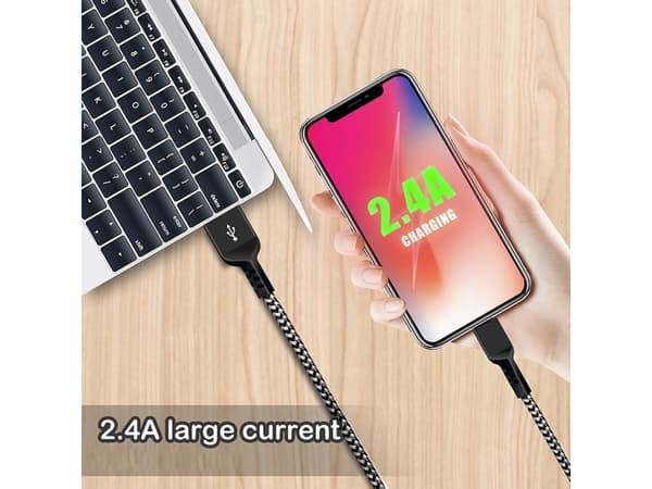 Maclean micro USB cable, Supporting Fast Charge 2.4A, Data Transfer, 5V/2.4A, Black, 2m long, MCE483