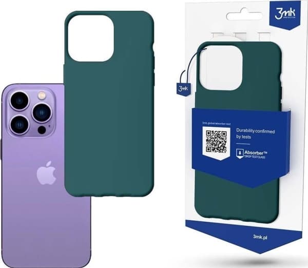 iPhone 14 Pro-deksel fra 3mk Matt Case-serien - mørkegrønn