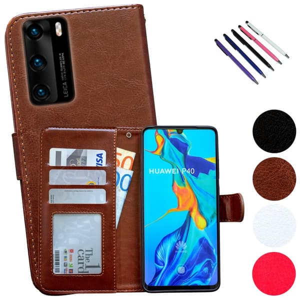 Huawei P40 - Læder cover / Beskyttelse Brown