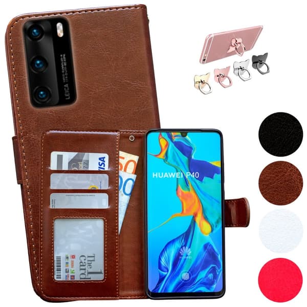 Huawei P40 - Læder cover / Beskyttelse White