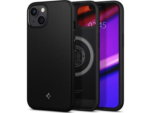 Spigen Mag Armor - Baksidesskydd för mobiltelefon - MagSafe-kompatibilitet - flexibel termoplastisk polyuretan (TPU) - mattsvart - för Apple iPhone 1