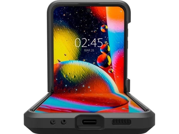 Spigen Tough Armor - Baksidesskydd för mobiltelefon - polykarbonat, termoplastisk polyuretan (TPU) - svart - för Samsung Galaxy Z Flip4