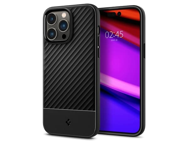 Spigen Core Armor - Baksidesskydd för mobiltelefon - termoplastisk polyuretan (TPU) - mattsvart - för Apple iPhone 14 Pro