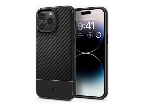 Spigen Core Armor - Baksidesskydd för mobiltelefon - termoplastisk polyuretan (TPU) - mattsvart - för Apple iPhone 14 Pro