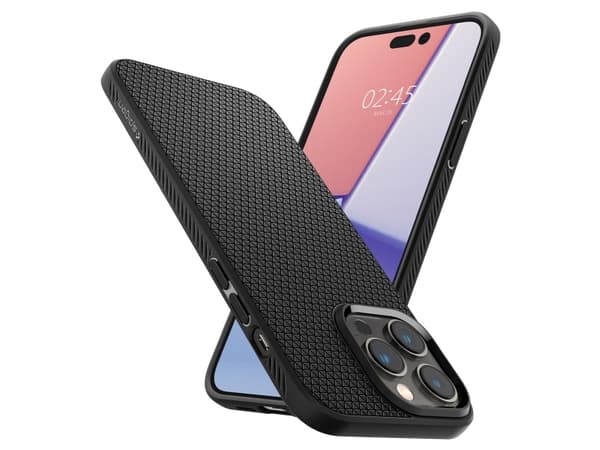 Spigen Liquid Air - Baksidesskydd för mobiltelefon - termoplastisk polyuretan (TPU) - mattsvart - för Apple iPhone 14 Pro